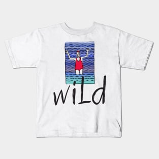 Wild Swimming Water Woman Kids T-Shirt